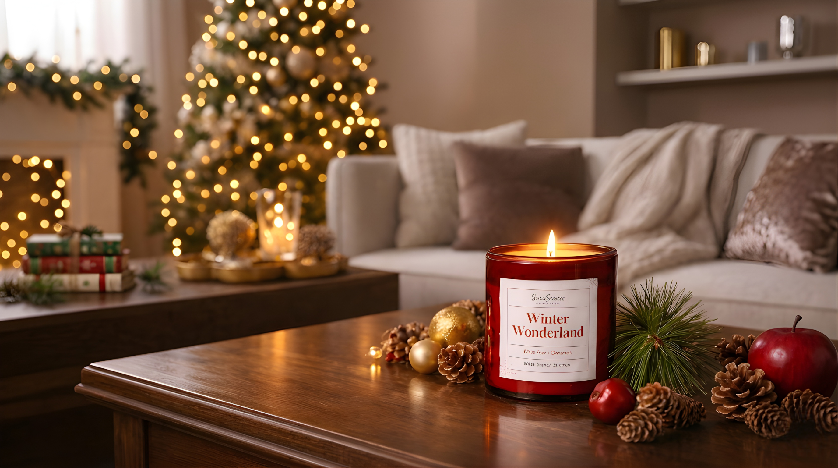 A scented candle place on a luxury home table. Best For Aromatherapy - Smiisenses