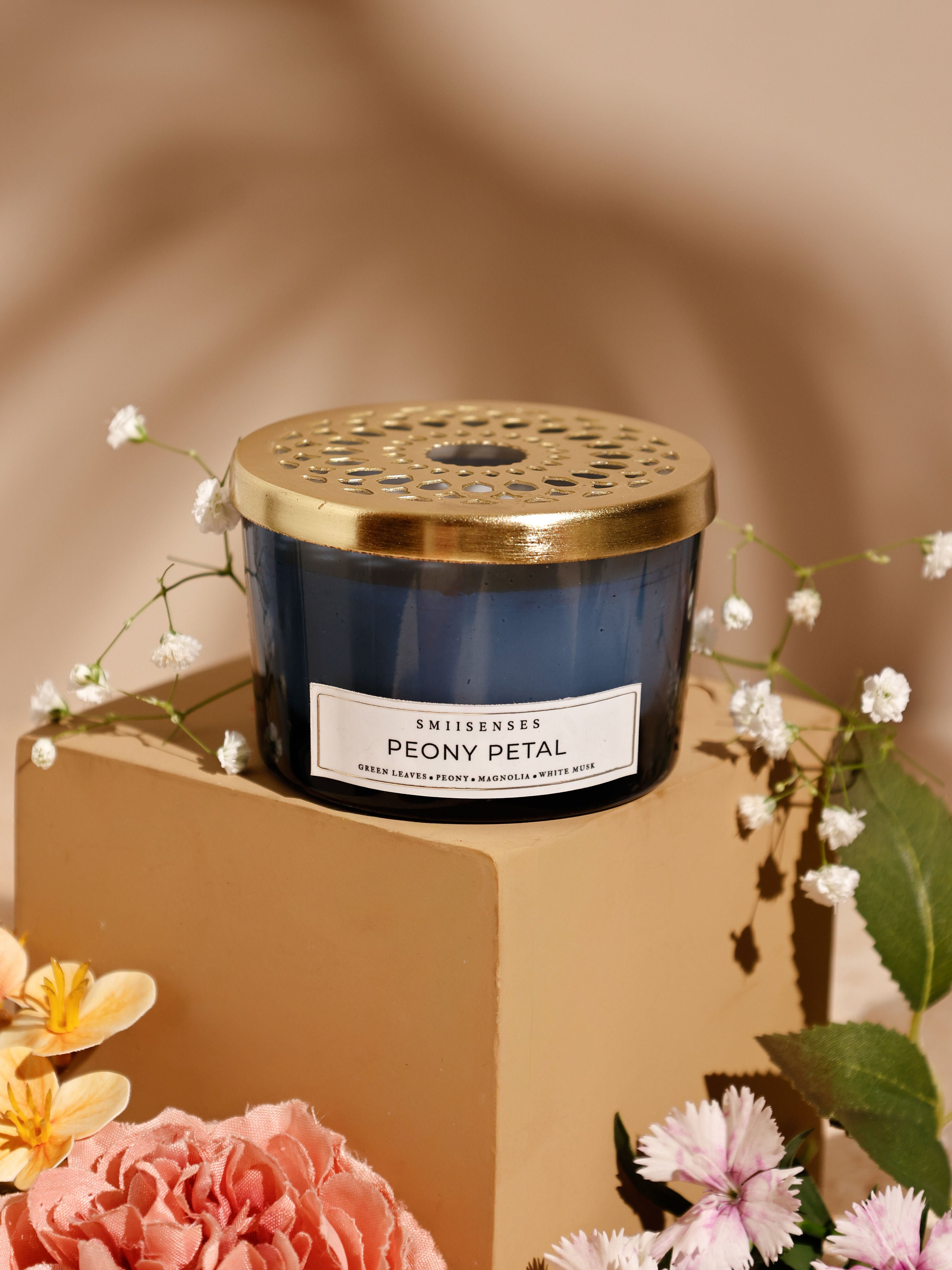 Jardin de Paris Candle Box (Set of 3) with Intricate Jaali lid | Peony Petal, Tuberose Cashmere & Rose Geranium