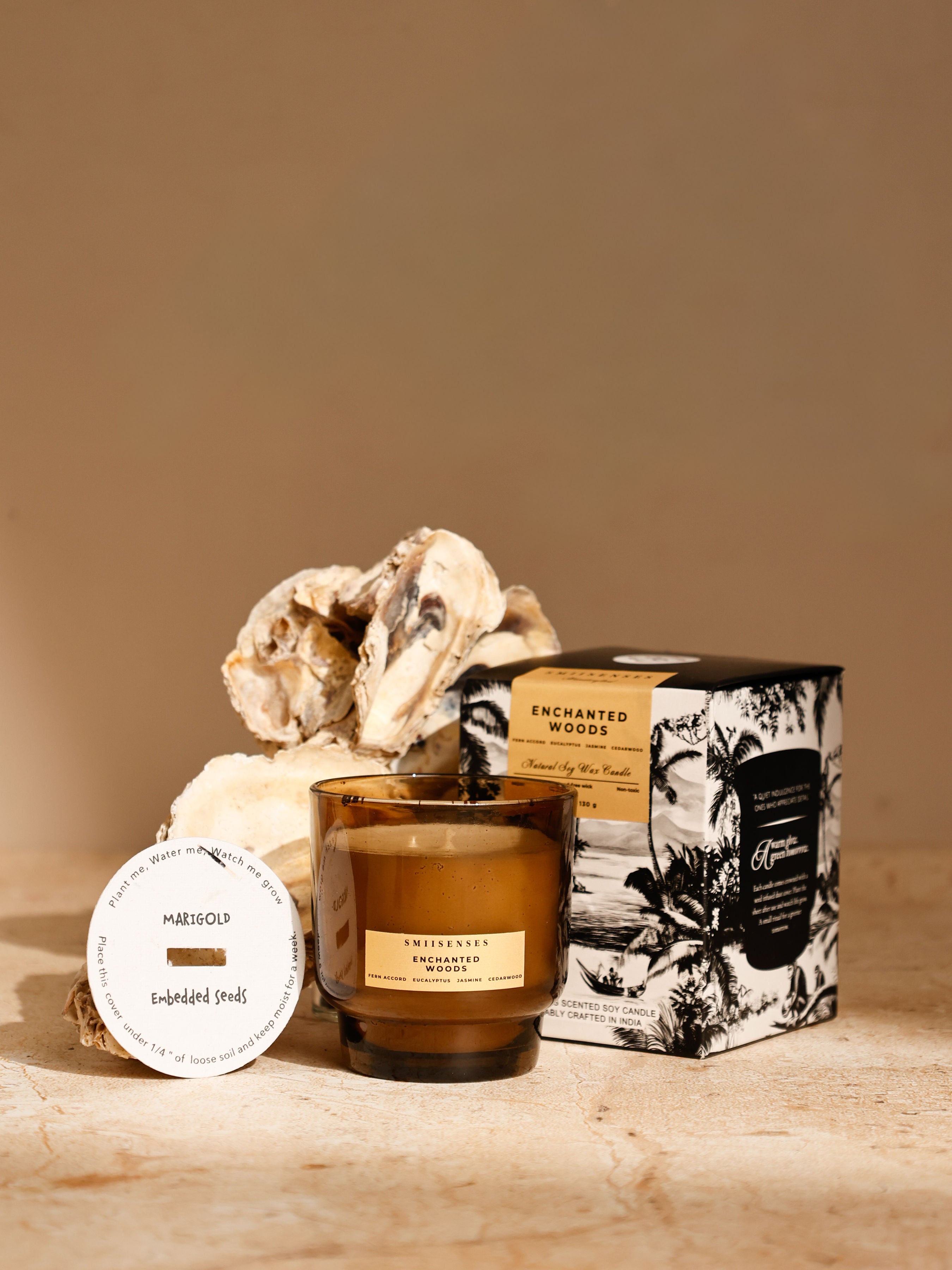 Enchanted Woods – Scented Candle with Eco-Friendly Plantable Dustcovers | Fern, Eucalyptus & Cedarwood