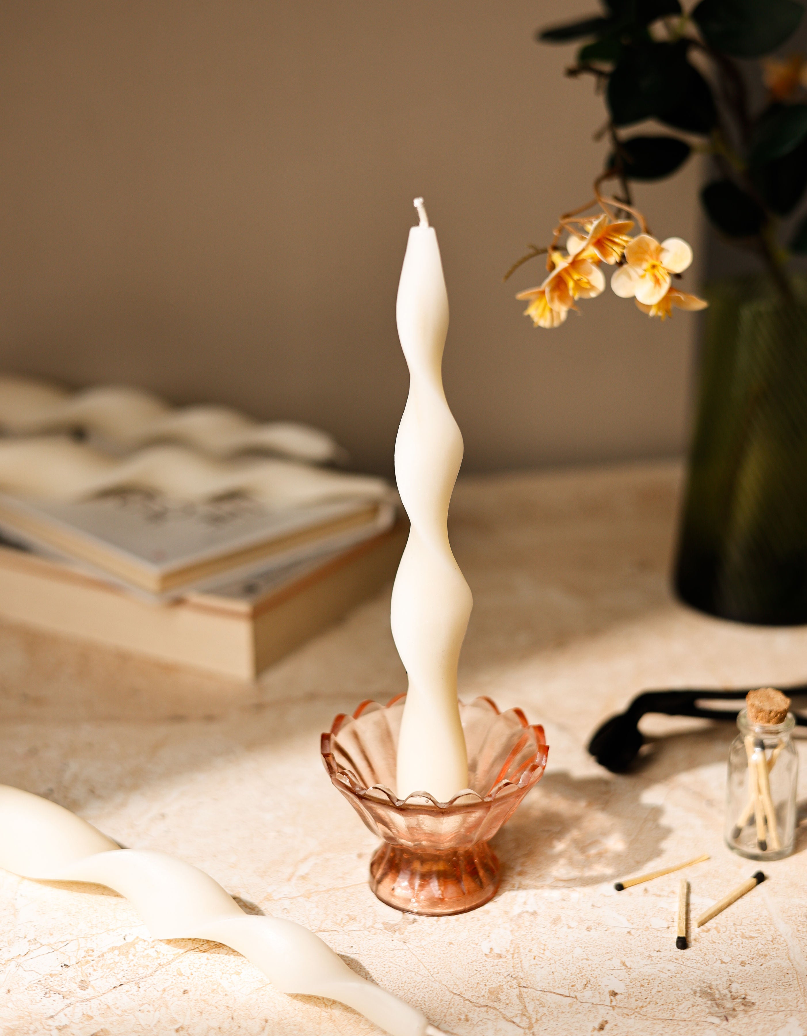 Vanilla Cashmere – Twisted Taper Candles (Set of 4) | Soft Vanilla