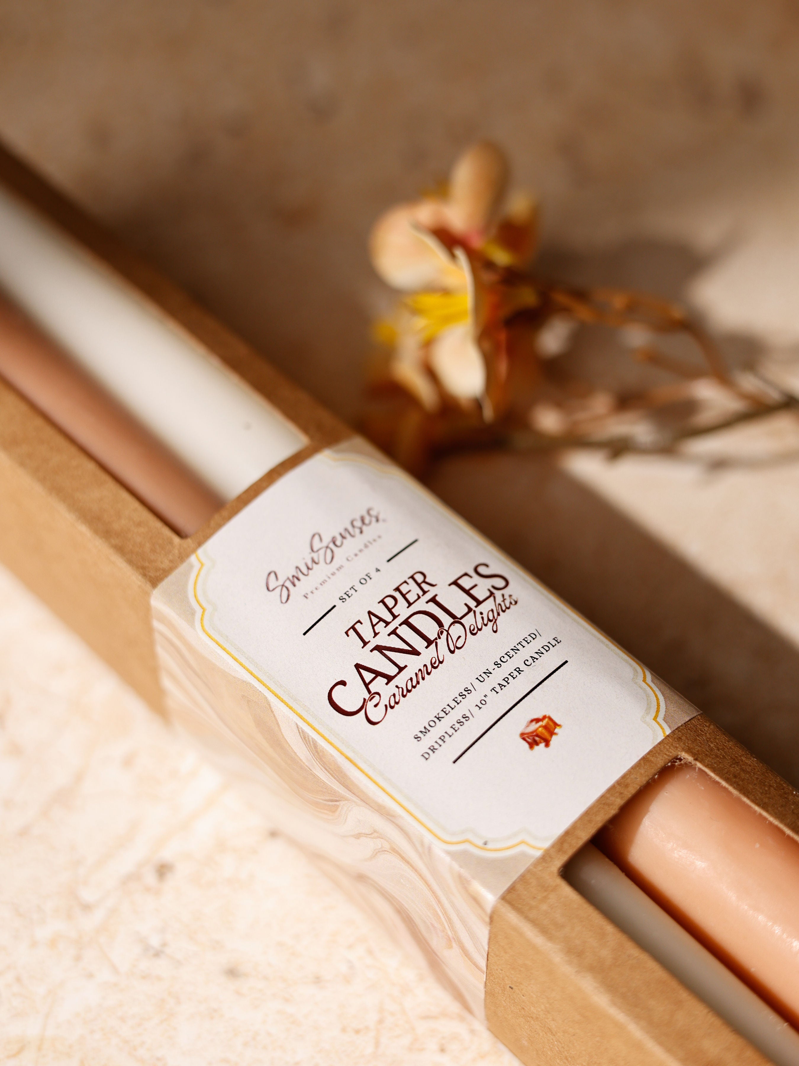 Caramel Delight – Ombre Taper Candles (Set of 4) | Cream & Caramel