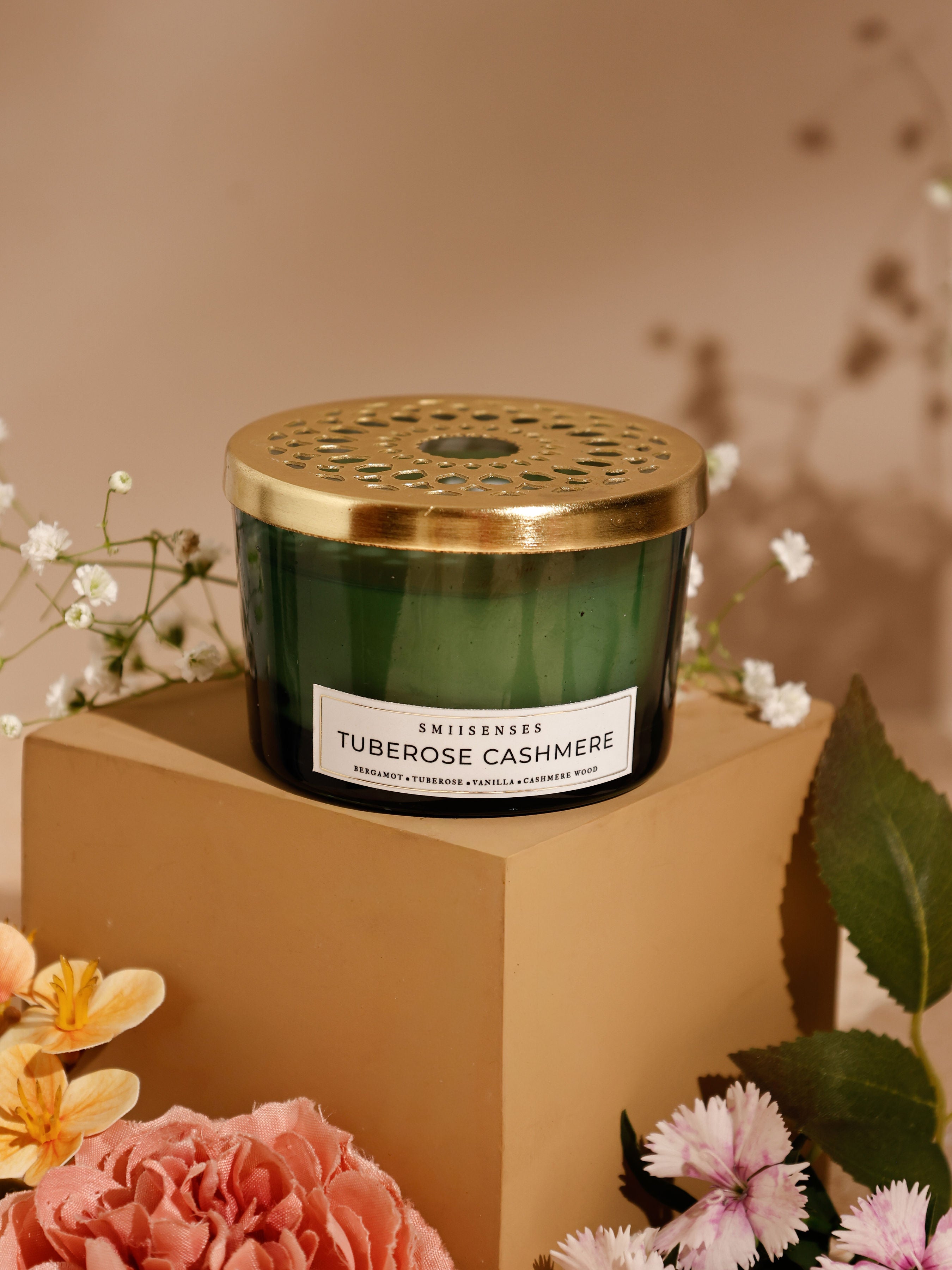 Jardin de Paris Candle Box (Set of 3) with Intricate Jaali lid | Peony Petal, Tuberose Cashmere & Rose Geranium