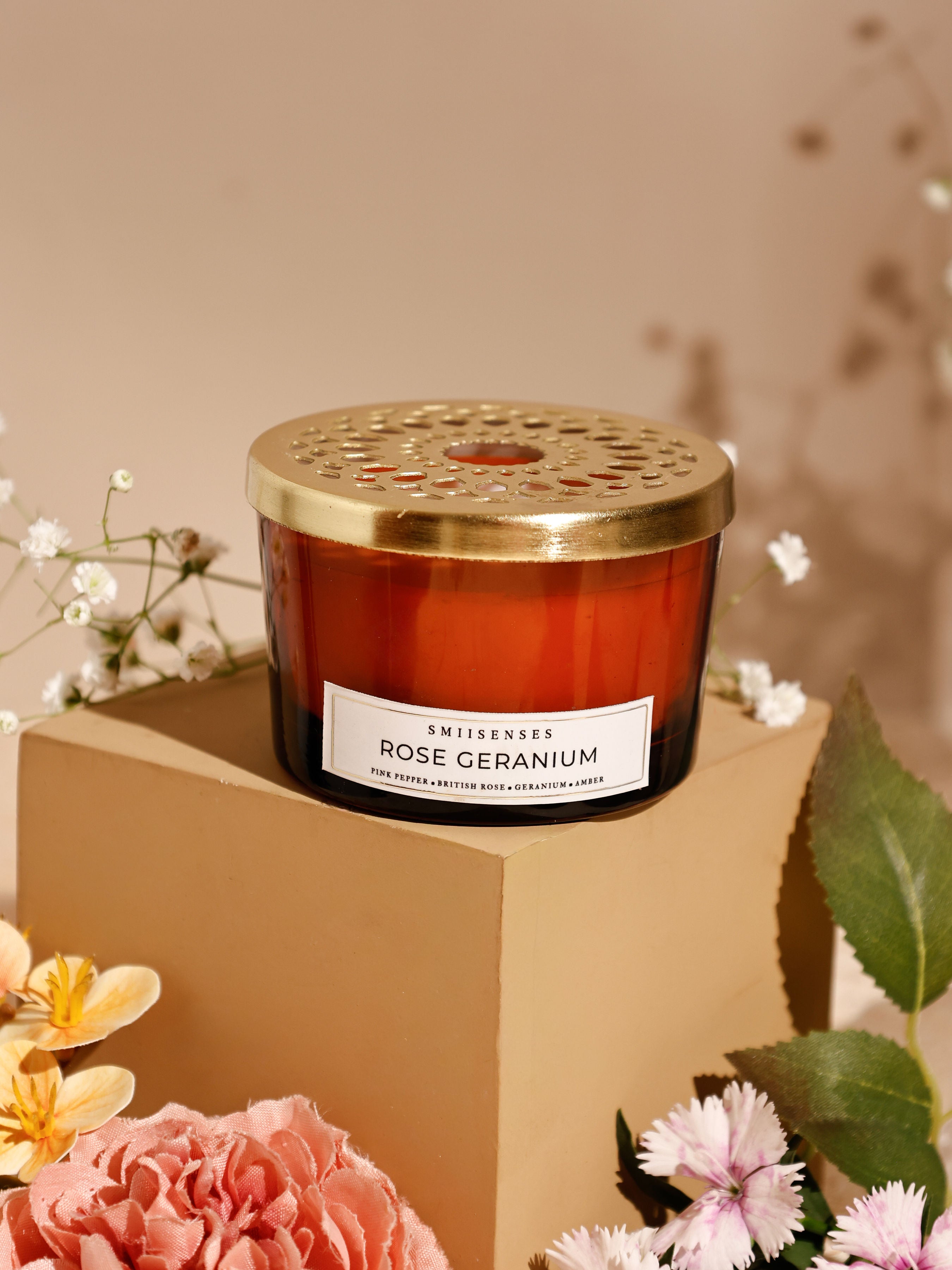 Jardin de Paris Candle Box (Set of 3) with Intricate Jaali lid | Peony Petal, Tuberose Cashmere & Rose Geranium