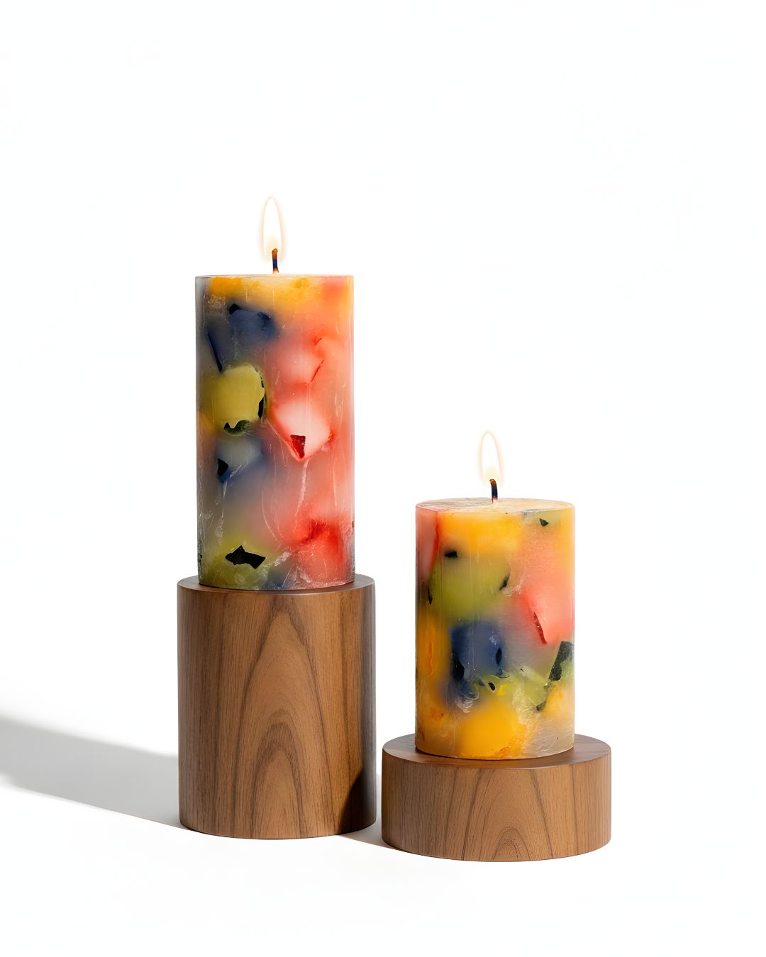 Premium Artistic Mosaic Pillar Candle Set of 2 – Sparkling Cocktail