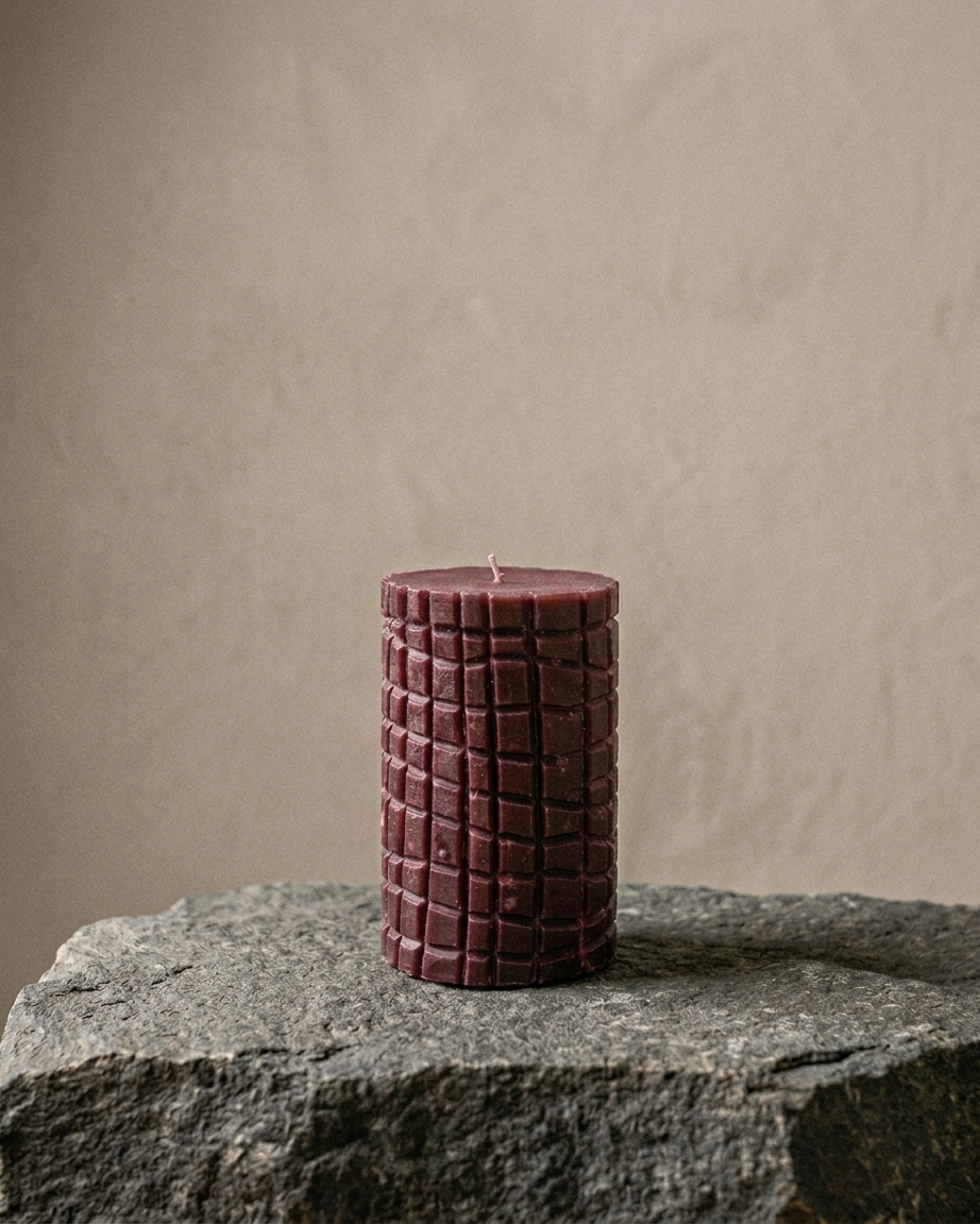 Leather Sculpted  Pillar Candle | Velvet Leather