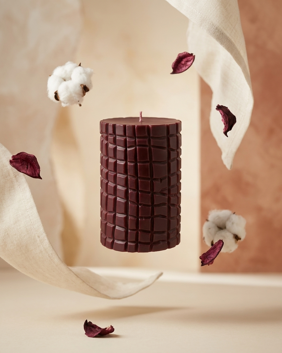 Leather Sculpted  Pillar Candle | Velvet Leather